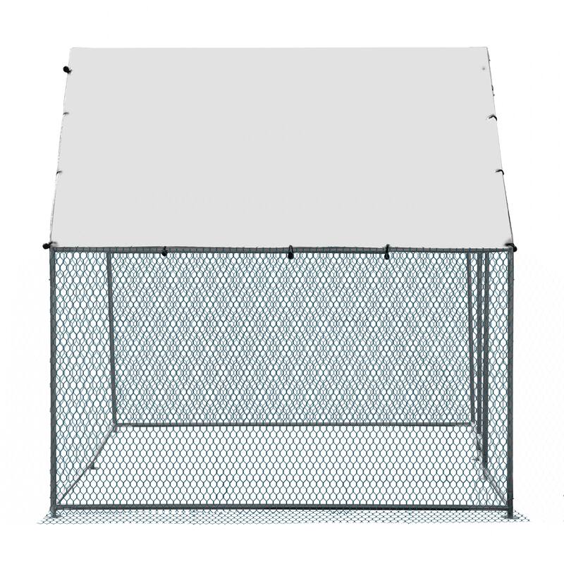 Large 6.5 x 10 ft Metal Chicken Coop, Waterproof Cage for Backyard