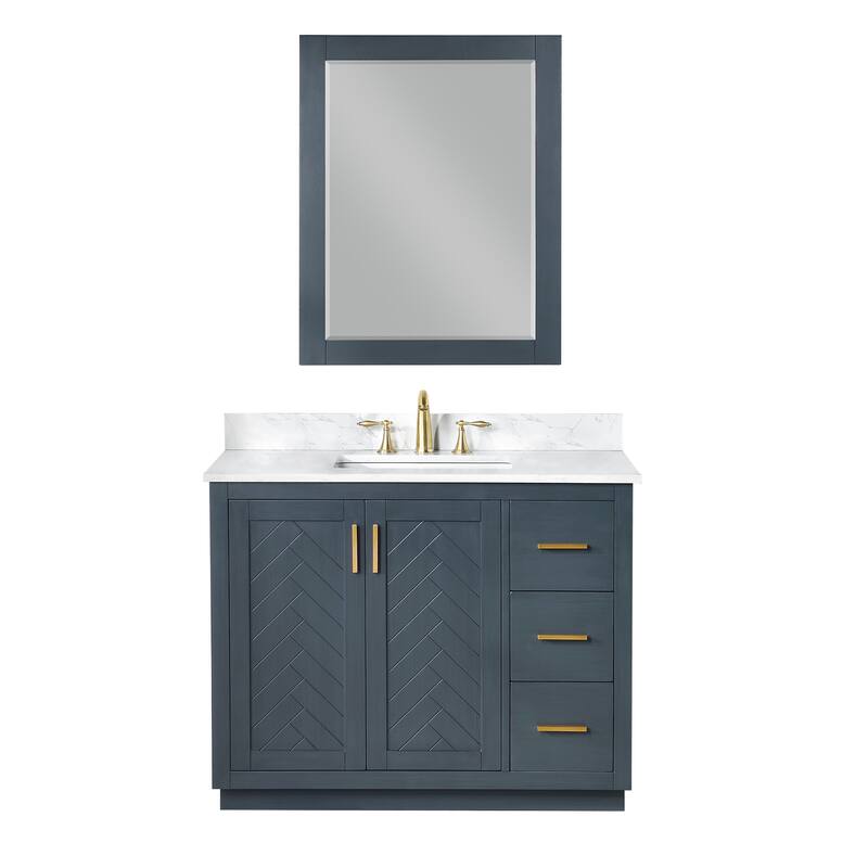 Altair Gazsi Bathroom Vanity with Composite Stone Countertop with Mirror