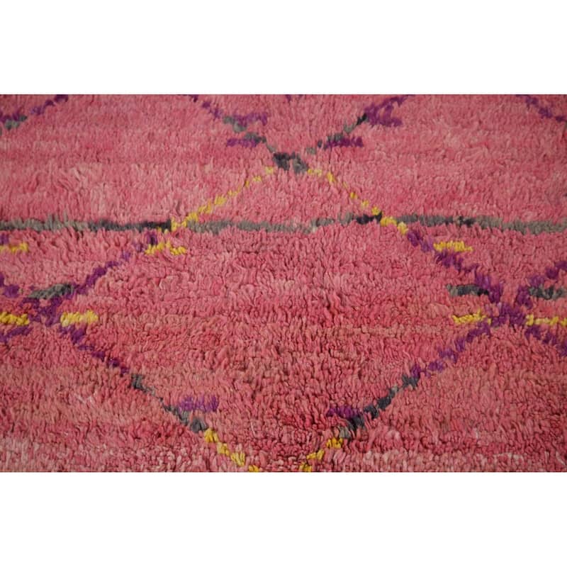 Pink Plush Moroccan Area Rug Handmade Wool Carpet - 7'11" x 10'10"