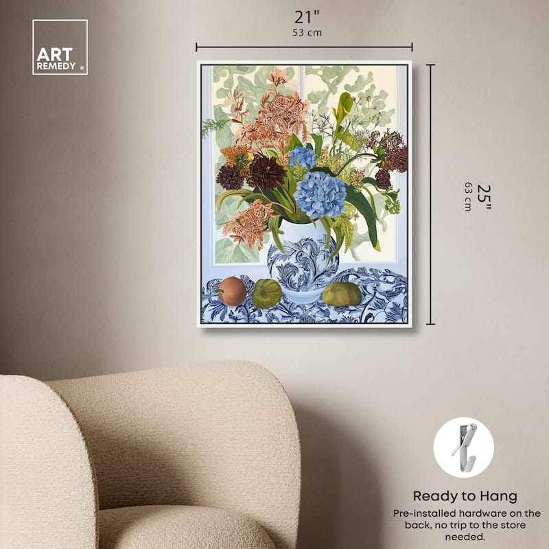 Blue Vase Bounty Canvas by Art Remedy