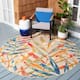 SAFAVIEH Cabana Sebahate Indoor/ Outdoor Waterproof Patio Tropical Rug - 6'7" Round - Ivory/Navy