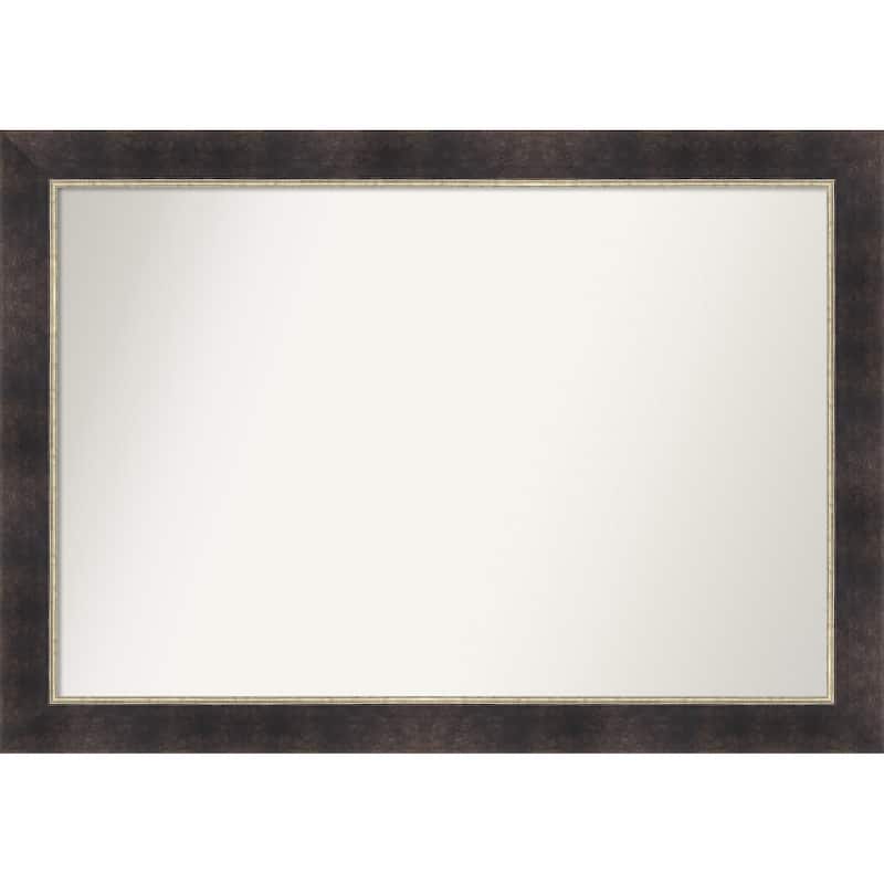 Odin Antique Bronze Non-Beveled Wood Framed Bathroom Vanity Wall Mirror - Odin Antique Bronze
