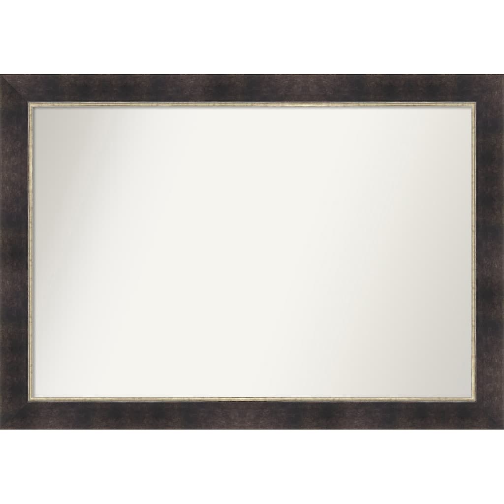 Odin Antique Bronze Non-Beveled Wood Framed Bathroom Vanity Wall Mirror - Odin Antique Bronze