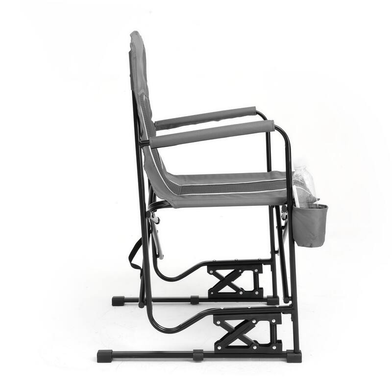 Outdoor Portable Folding Rocking Chair with Armrests and Drink Holder