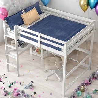 Full Size Loft Bed With Desk And Shelves,Space Storage for home