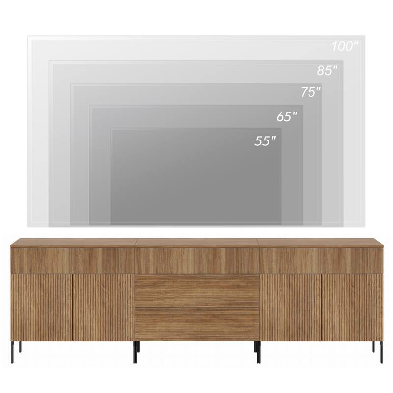 94.5" Modern Reeded 5-Drawer Dresser Set For Bedroom, Minimalist Chest Of Drawers With Storage
