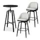 preview thumbnail 30 of 50, Glitzhome Modern 3-Piece Adjustable Bar Table Faux Leather Stool Pub Sets Black-2