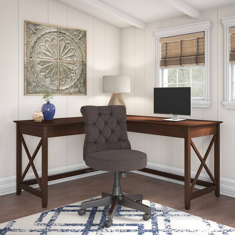Key West 60W L-Desk with Tufted Office Chair by Bush Furniture