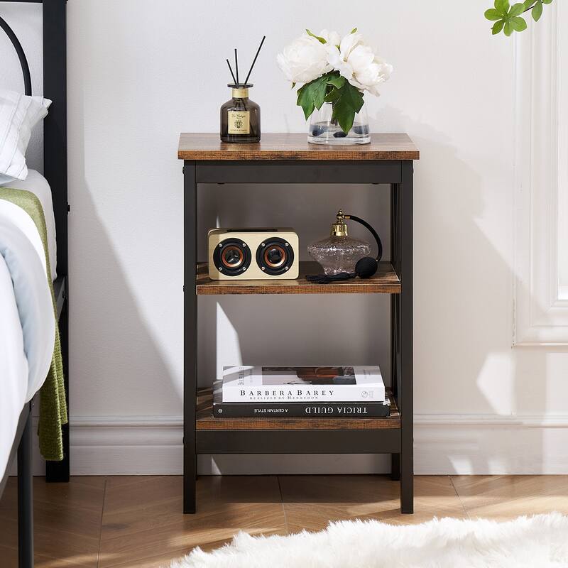 Javlergo Modern Nightstand with 3-tier Storage Shelves Side End Table