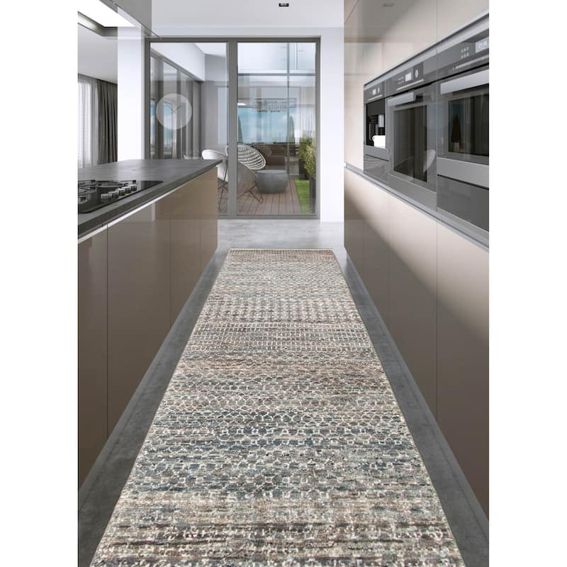 ECARPETGALLERY Hand-knotted Silk Shadow Charcoal Viscose, Wool Rug - 2'9 x 13'0