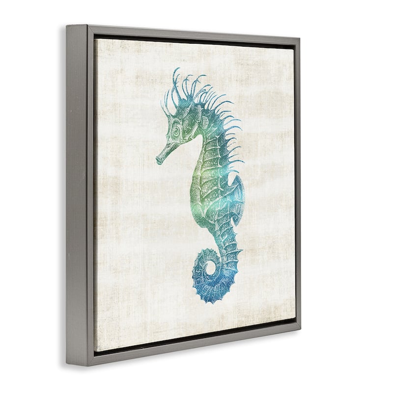 Stupell Ombre Seahorse Expression Framed Floater Canvas Wall Art Design By Susan Arnot