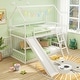 preview thumbnail 10 of 8, Gymax Twin Over Twin House Bunk Bed w/ Slide Solid Wood Low Bunk Bed