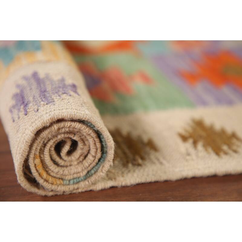 Reversible Southwestern Kilim Accent Rug Flatweave Wool Carpet - 3'2"x 5'0"