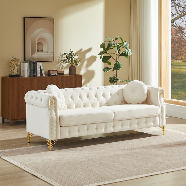 Velvet Chesterfield Sofa, 82