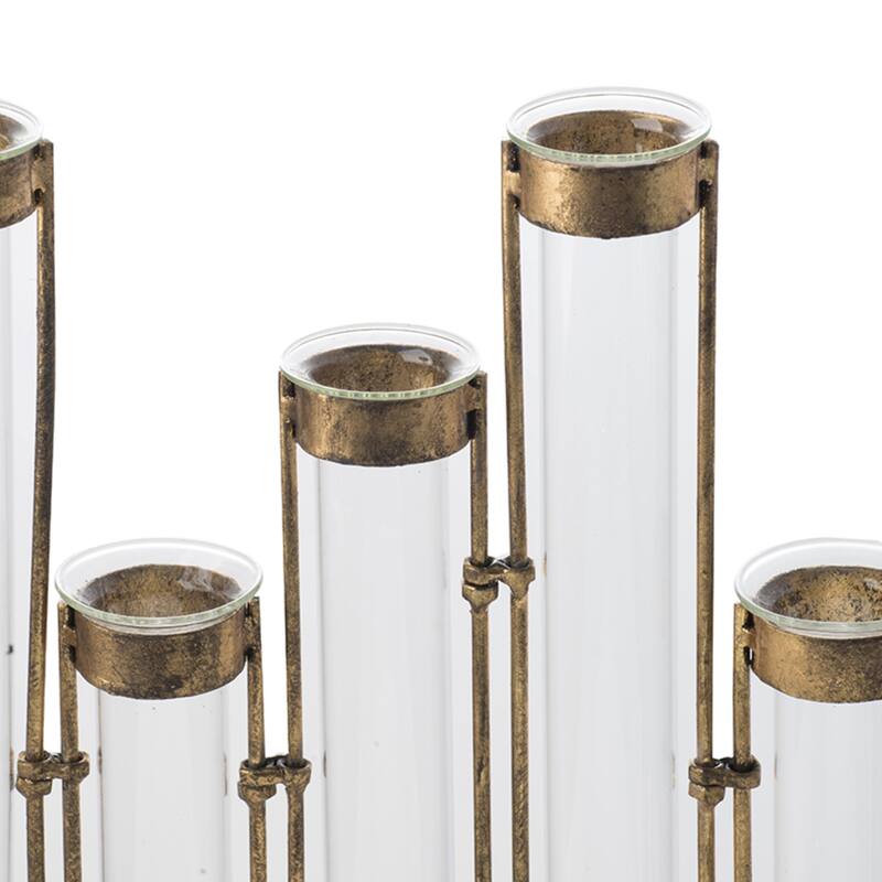 Glass Vial Flower Vase with Iron Frame - 17.75"