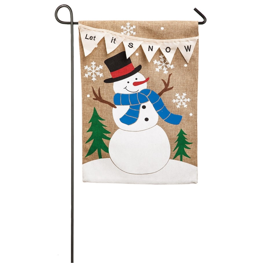 12.5 in. x 18 in. Let it Snow Garden Burlap Flag