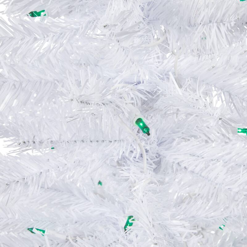 3' Woodbury White Pine Slim Artificial Christmas Tree, Green Lights - 3 Foot