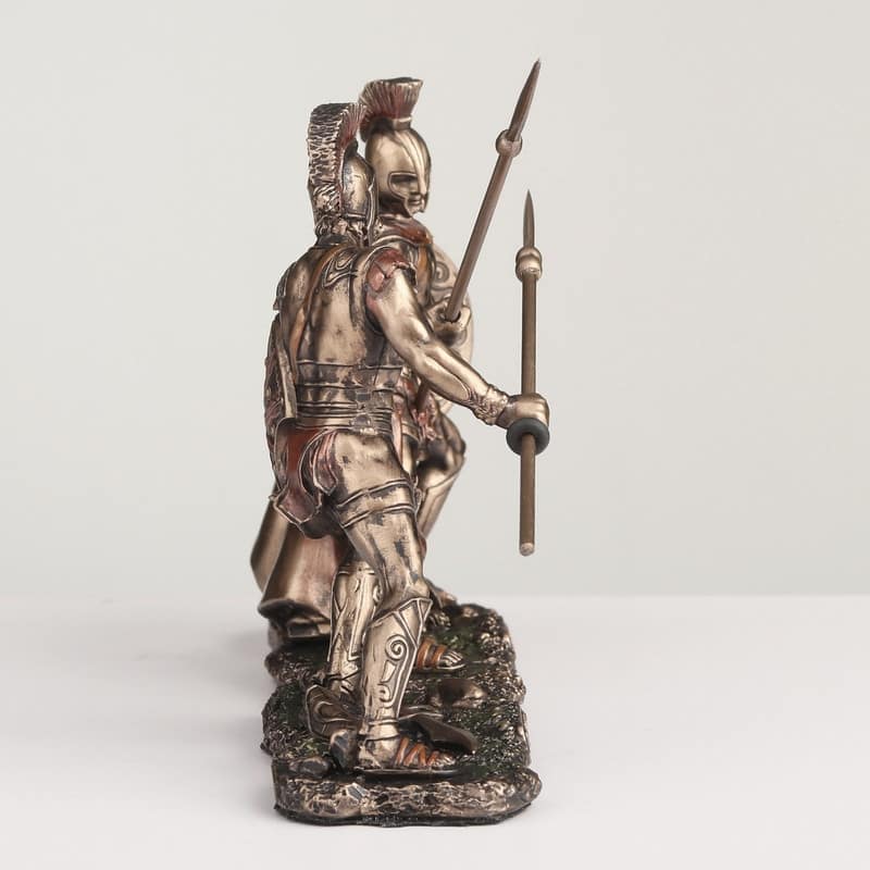 3.94 inches Width Polyresin Hector Fighting Achilleus Bronze Finish Figurine