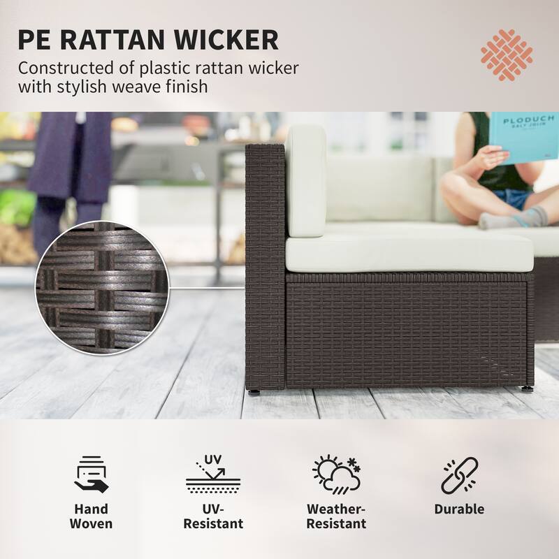 Outsunny 7 Piece Patio Furniture Set, Wicker Outdoor Sectional Sofa Set