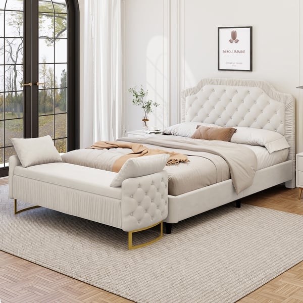 Bedroom Furniture Upholstered Bed Bench Bedroom Sets Ruched And