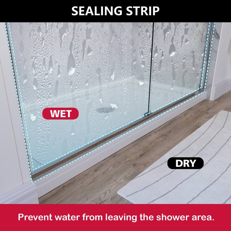 i-Homare 59'' W X 72'' H Semi-Frameless Double Sliding Shower Door with 2 Towel Bars