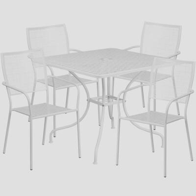 Karako 5-Piece Artistic Designed White Large Bistro Set