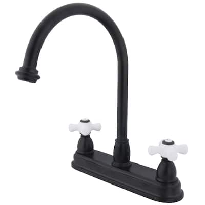 Kingston Brass Restoration Centerset Kitchen Faucet with Porcelain
