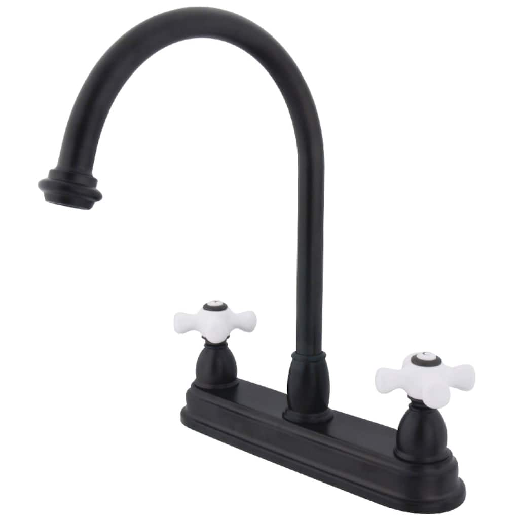 Kingston Brass Restoration Centerset Kitchen Faucet with Porcelain