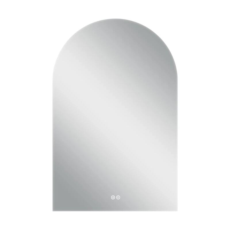 HomeRoots 38" White Arch Lighted Frameless Bathroom Vanity Mirror - 26.00 in. x 38.00 in. x 1.37 in.
