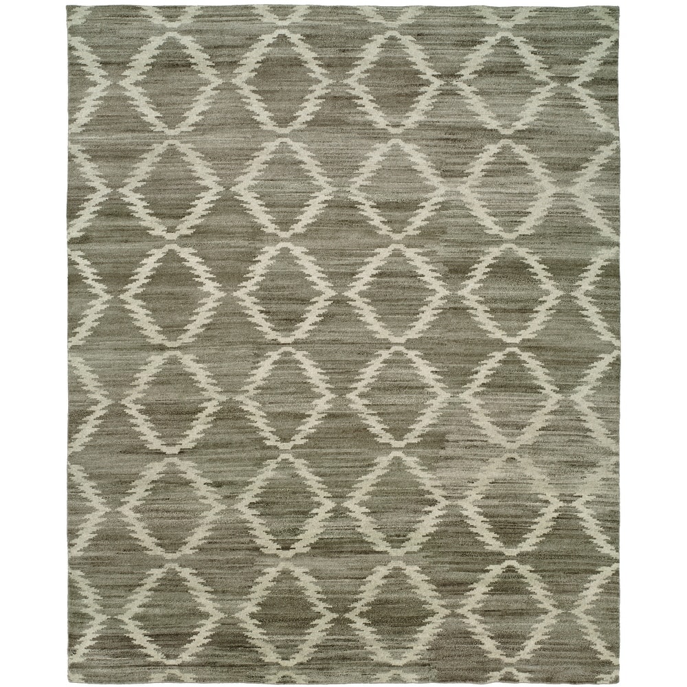 Traditional Grey Hand-Knotted Wool Area Rug