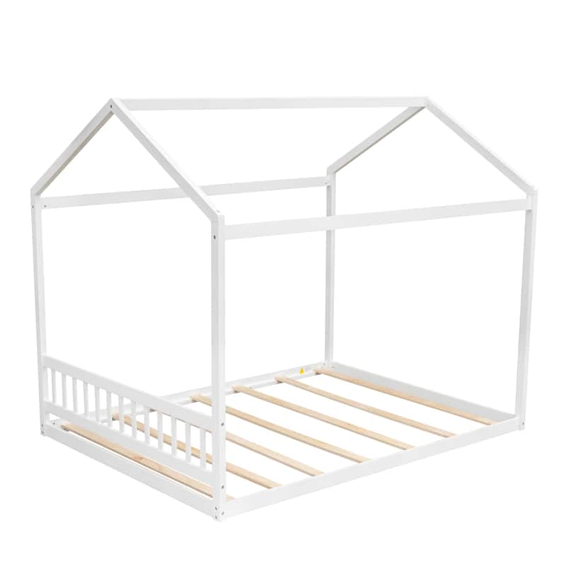 Wooden House Bed with Headboard