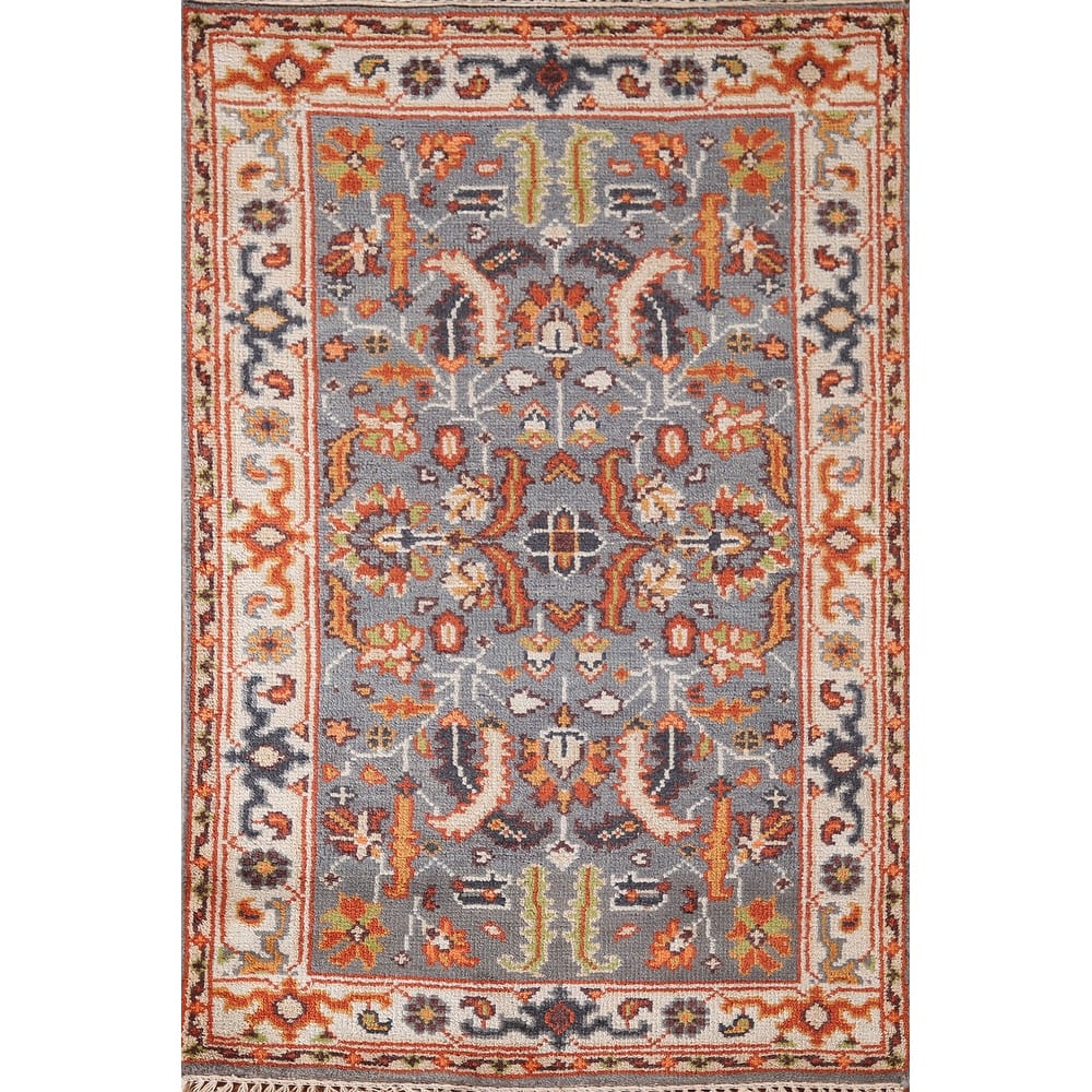 Gray Heriz Indian Area Rug Handmade Wool Carpet - 3'2"x 5'1"