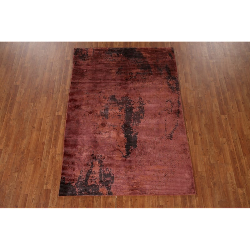Modern Abstract Indian Area Rug Handmade Wool Carpet - 5'3"x 7'8"