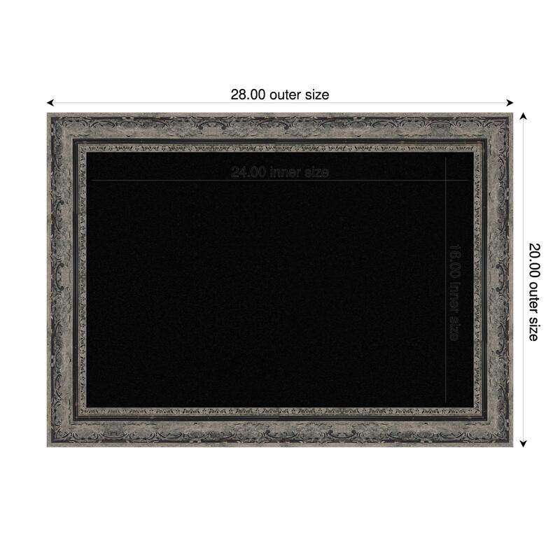 Filigree Matte Black Framed Cork Board - Bulletin Board, Organization Board, Pin Board - Black - 28 x 20 in