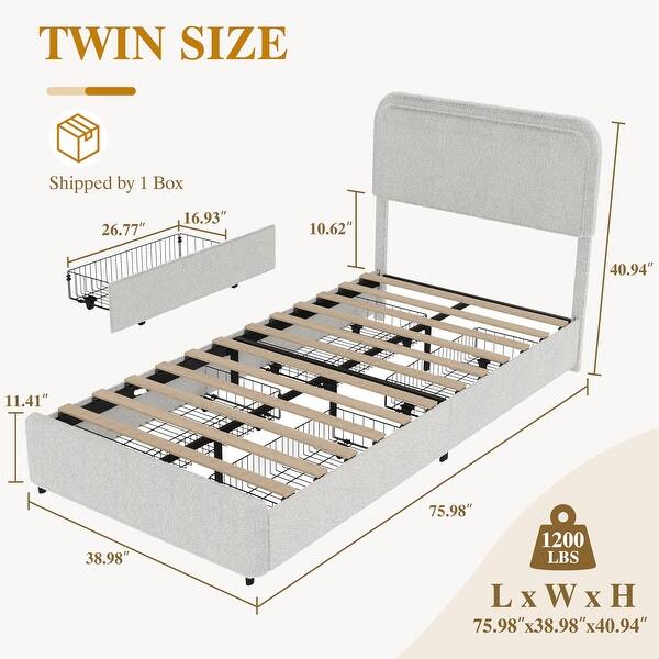 Upholstered Velvet Platform Bed Frame with Storage Drawers & Wood Slats ...