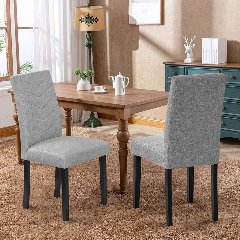 VECELO Upholstered Dining Chairs Set of 2/4/6 Parson Classic Upholstered Dining Chair Modern Parson Chairs - Set of 2 - Grey