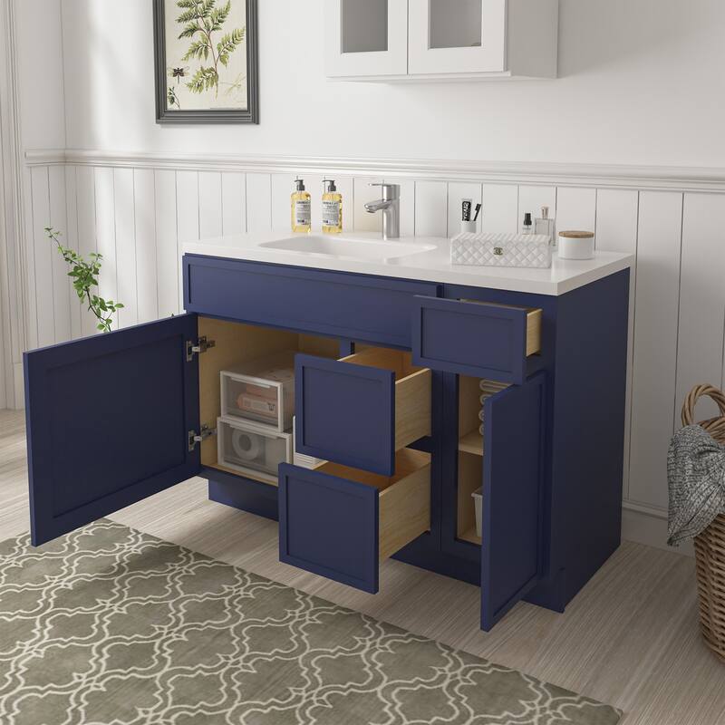 Vanity Art 48" Birch Freestanding Bathroom Vanity Cabinet without Top