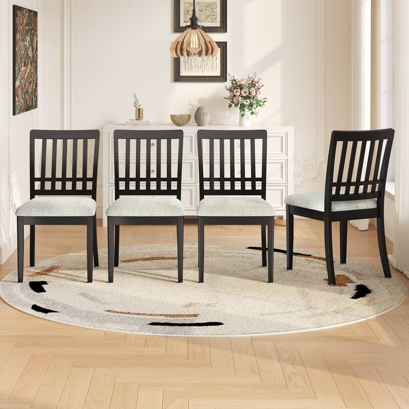 2-Piece Modern Scandinavian Dining Chairs, Curved Wood Backrest with Gray Fabric Seat, Finish for Dining Room and Apartment