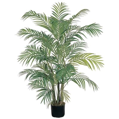 Silk Palm Tree 4Ft Indoor Tropical Decor, Lush Green Artificial Palm Plant for Home Office - 4ft.