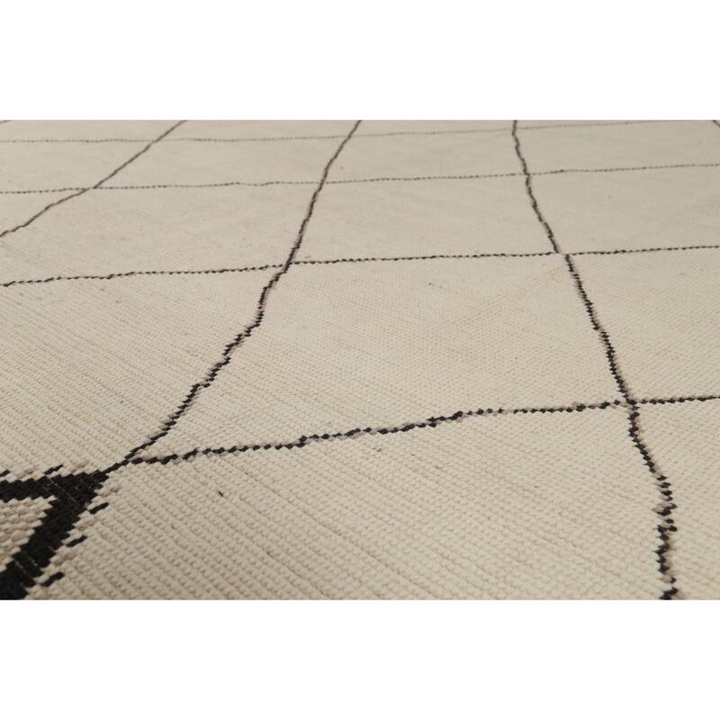 All-Over Trellis Moroccan Area Rug Handmade Wool Carpet - 8'10"x 12'2"