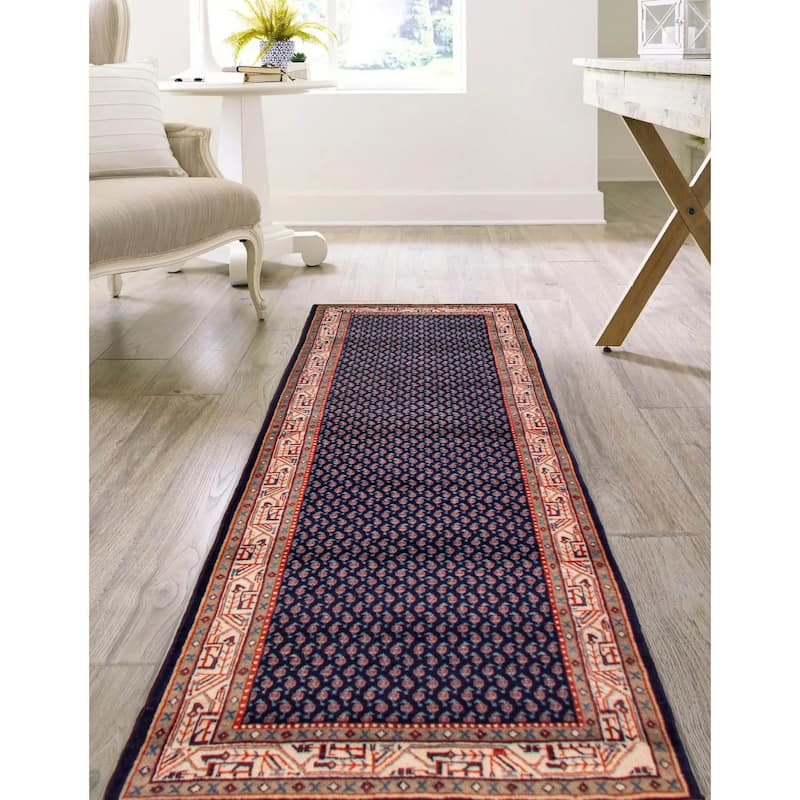 ECARPETGALLERY Hand-knotted Andelz Dark Navy Wool Rug - 3'5 x 10'1