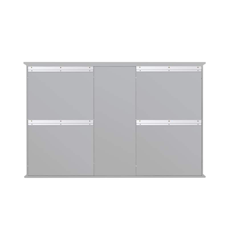 Modern Surface Mount Solid Wood Framed Medicine Cabinet With Mirror and Shelves