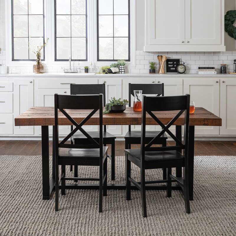 Middlebrook Solid Wood 5-Piece Dining Set with X-Back Chairs - Mahogany