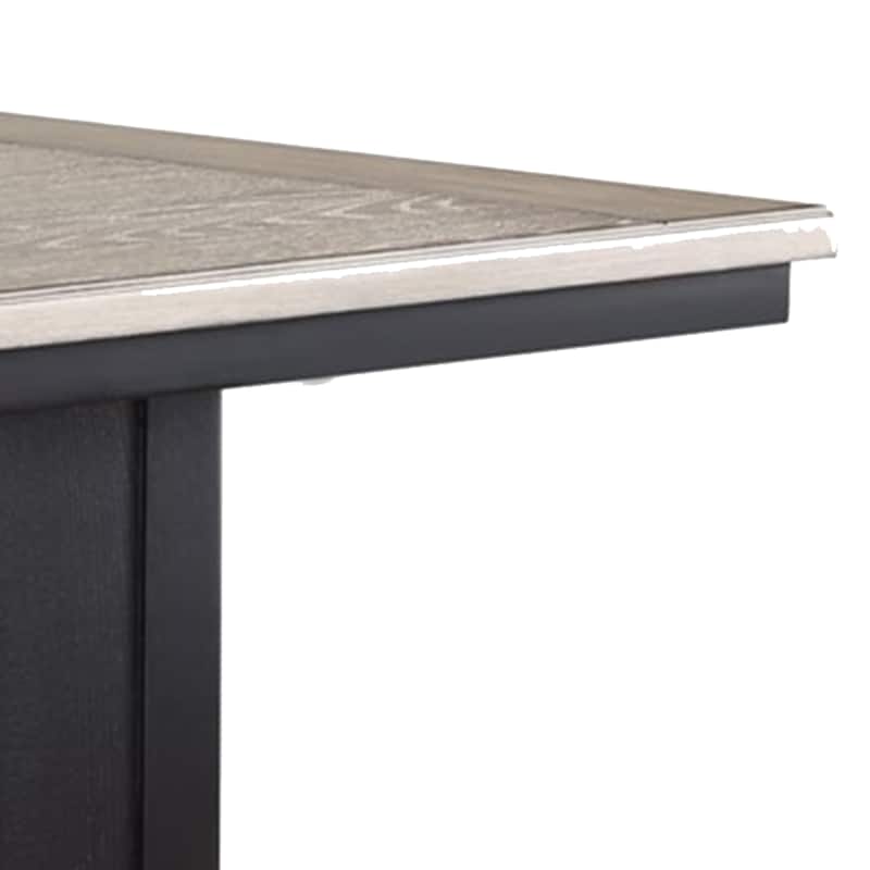 Kara 60 Inch Counter Height Dining Table, Lower Shelves, Wood, Black, Beige