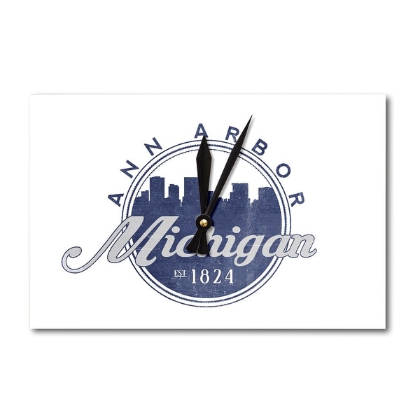 Ann Arbor Michigan Skyline Seal Blue Lantern Press Ann Arbor Michigan Skyline Seal Blue Lantern Press Artwork Acrylic Wall Clock Free Shipping On Orders Over 45