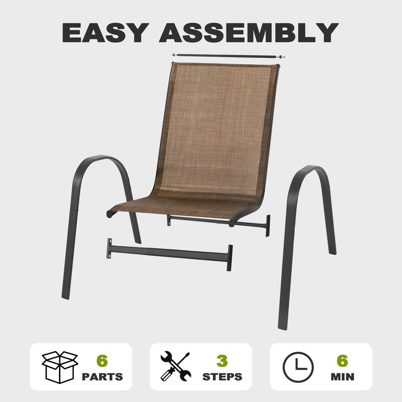 Patio 4-Piece Textilene Dining Chairs with Armrests and Stackable Design