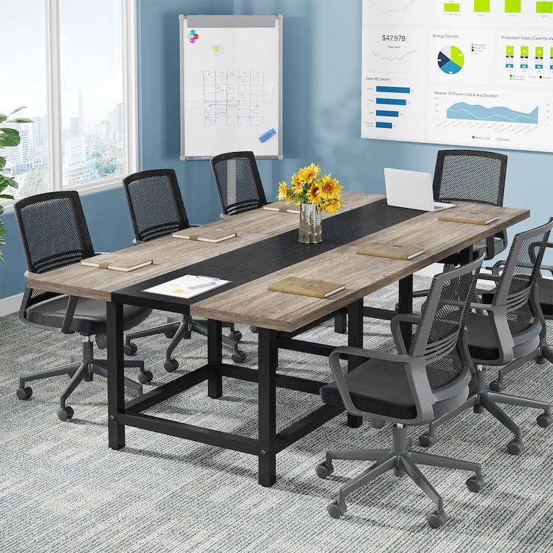 6.5 Ft Conference Room Table, Rectangle 78.74L X 39.2W X 29.52H Inches,2 Separate Piece - 78.74L X 39.2W X 29.52H - Grey