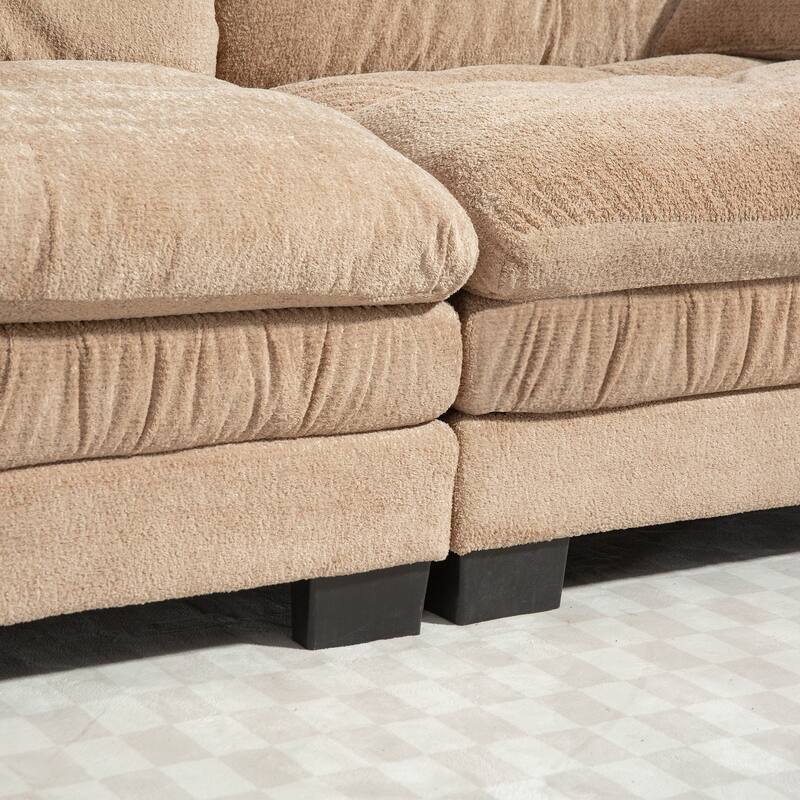 Modern Chenille 2 Seat Sectional Sofa with Memory Foam Cushions and Pillows for Living Room and Guest Room