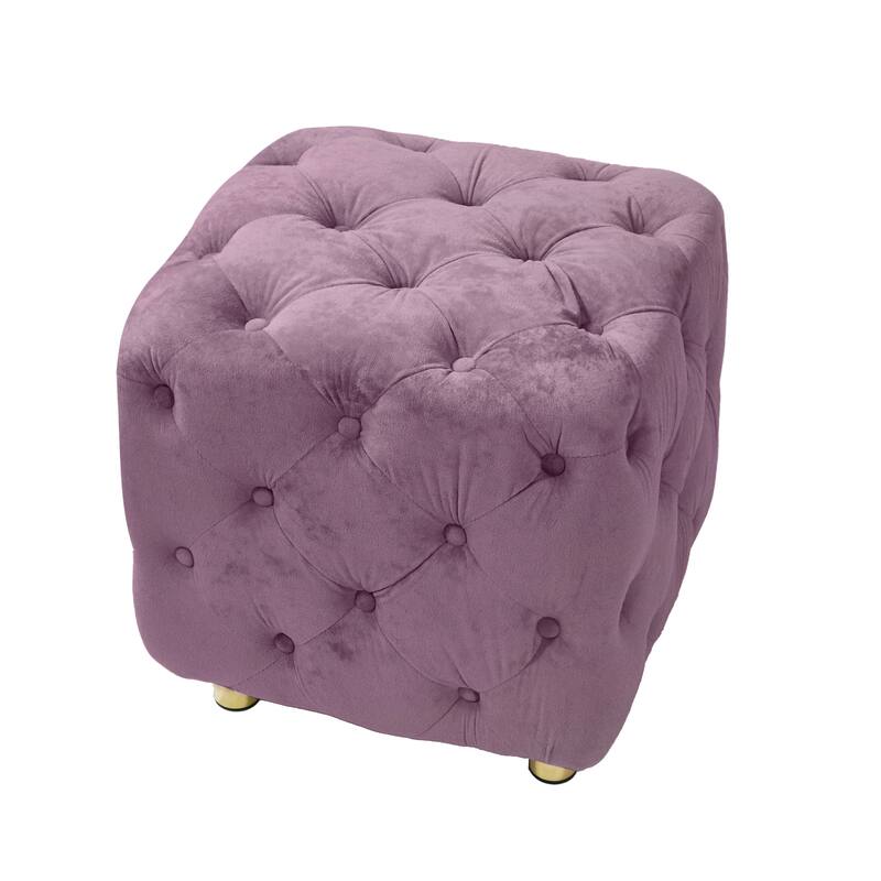 Modern Velvet Upholstered Square Tufted Ottoman by GDFStudio