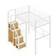 preview thumbnail 18 of 22, Stairway Twin Size Loft Bed for Kids Bedroom, Space Saving Heavy Duty Metal Bedframe with Storage & Wardrobe Design, Noise Free